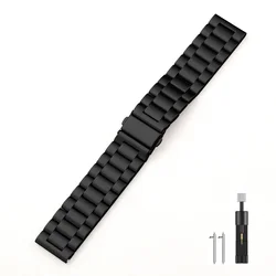 Premium Stainless Steel Metal Strap Bracelet - 22mm Adjustable Watch Band in Silver for Huawei GT5 Pro 46mm (Black)