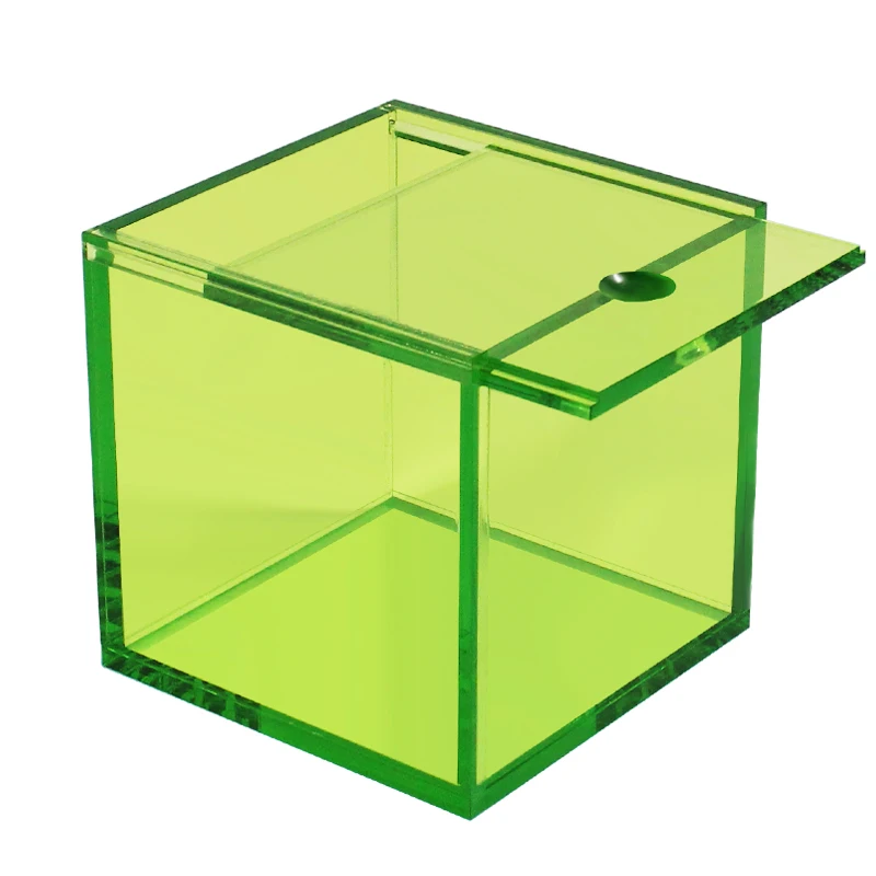 5MM Thick Colorful Translucent Sliding Cover Acrylic Display Box Square Cube for Home Decor,Make Up and Jewelry Storage Case