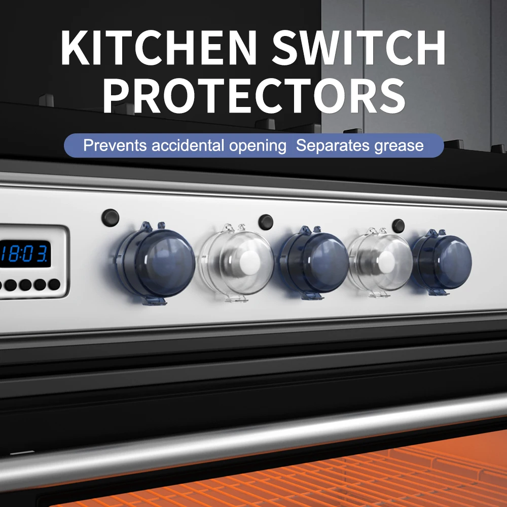 5PCS Dustproof Gas Stove Knob Cover Cooker Protector Security Protection Switch Cover Anti-dirty Non-slip Baby Safety Lock