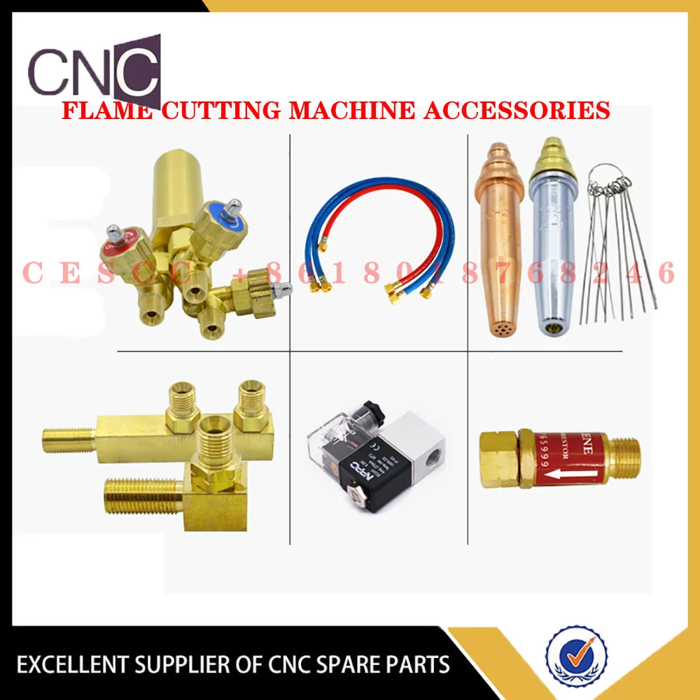 Flame cutting machine accessories DC DC24V solenoid valve copper connector acetylene propane cutting nozzle trachea