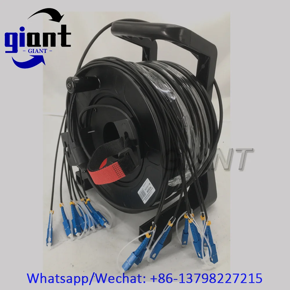 8C,100m,LSZH/TPU,G657A1,SM,8코어 SC/UPC-SC/UPC 커넥터 5.0mm,PCD235 릴 드럼이 있는 검정색 기갑 케이블 광섬유 패치 코드