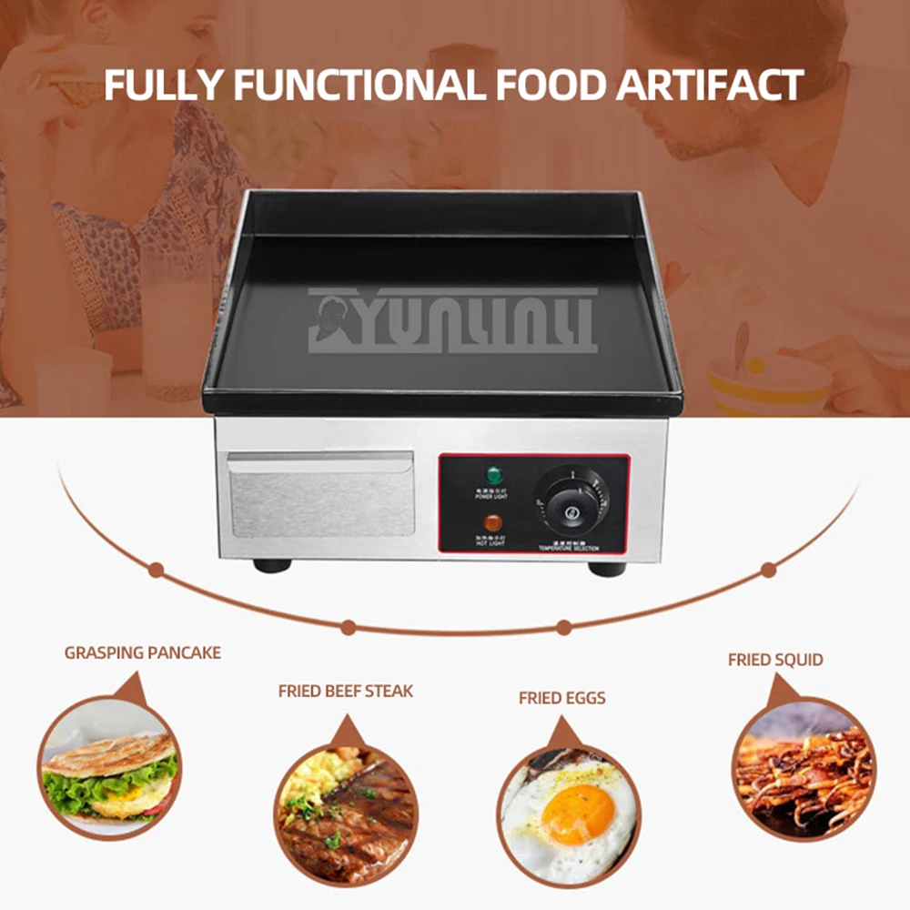 1500W Piastra Commerciale Desktop Grill Elettrico Smalto Piatto Bistecca Padella Plancha Grill Bistecchiera Elettrica
