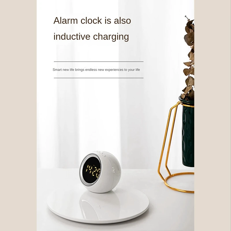 

3 In 1 Wireless Charger Desktop Round Fast Charge Rotating Night Light Alarm Clock Desktop Decorate