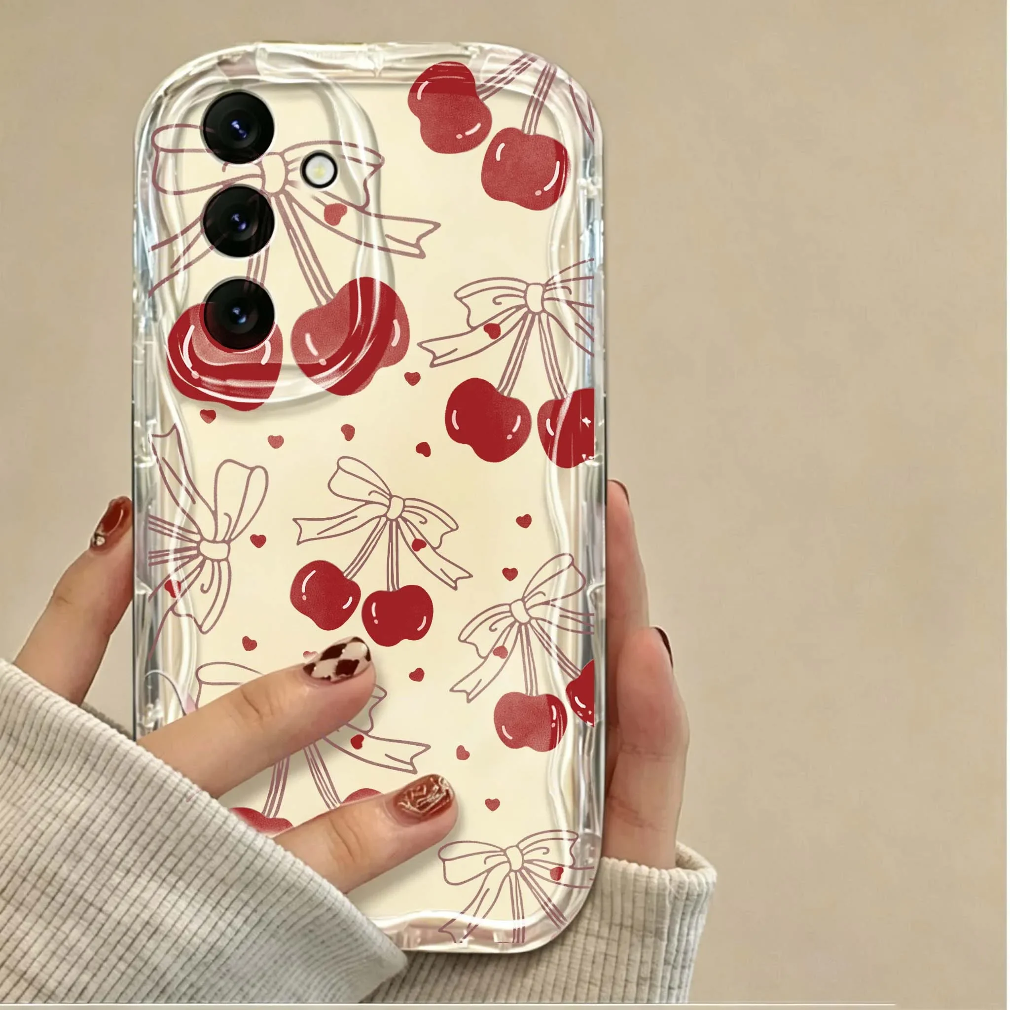 Bow Cherry Strawberry Fruit Pattern Phone Case