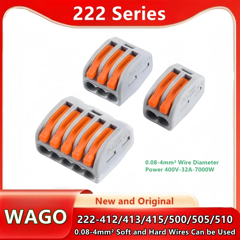 Original Wago wiring terminal 222-412 222-413 222-415 222-500 222-505 222-510 Fixed bracket for guide rail Connecting terminal wiring connector wire connectors