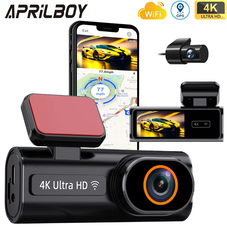 ウルトラHD 4K車載フロントダッシュカム ミニWIFI DVR ブラック