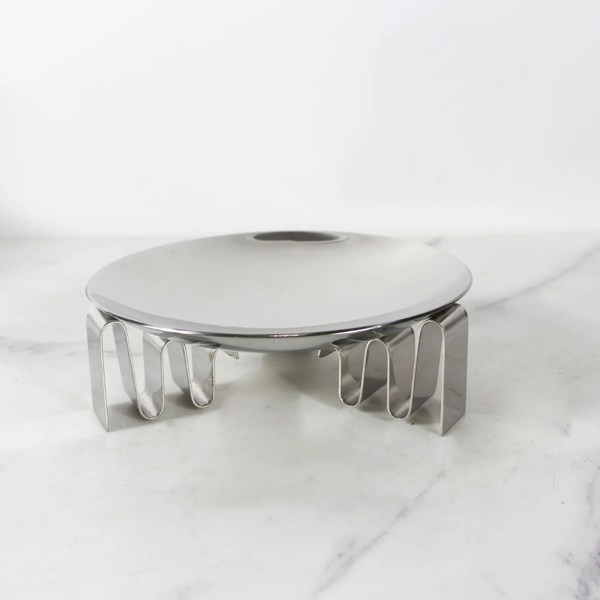Modern simple European stainless steel silver round fruit tray ornament model house sales office soft decoration 2