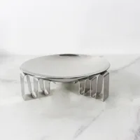 Modern simple European stainless steel silver round fruit tray ornament model house sales office soft decoration 2