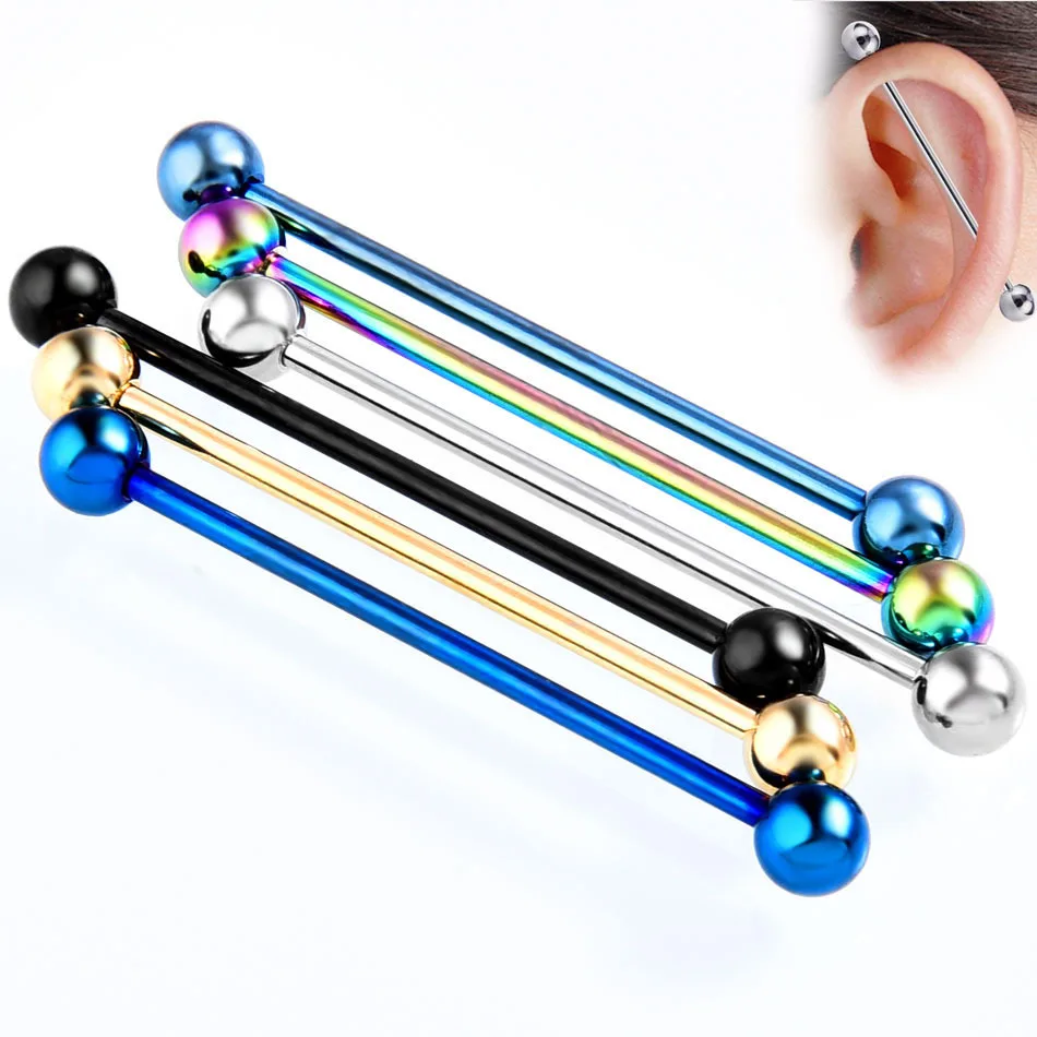 

1 pair 1.6x34mm European And American Popular Personalized Earrings With Double Ear Holes And Double Ball Shaped Earrings