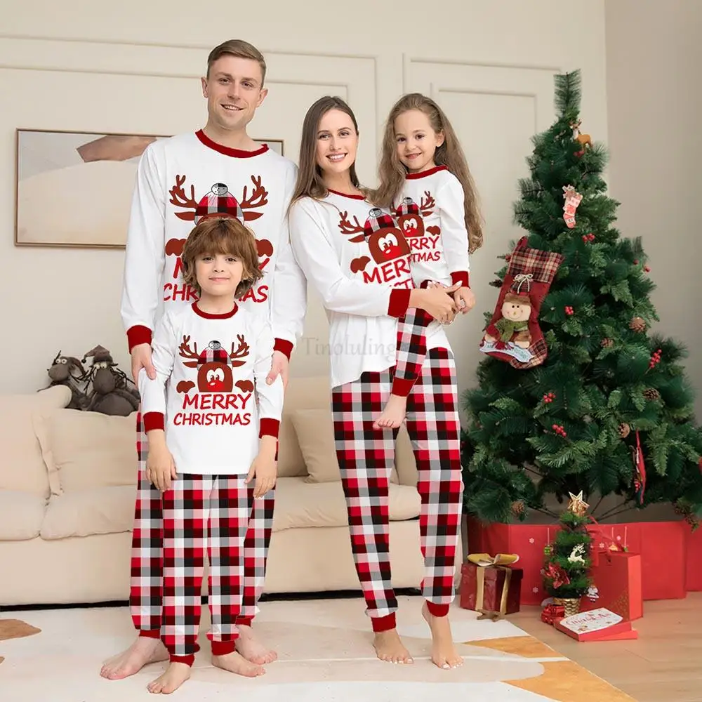 

Family Matching Outfits Christmas Pajamas for Families Mother Kids Deer Print Xmas Sleepwear Family Look Clothing Sets Nightwear