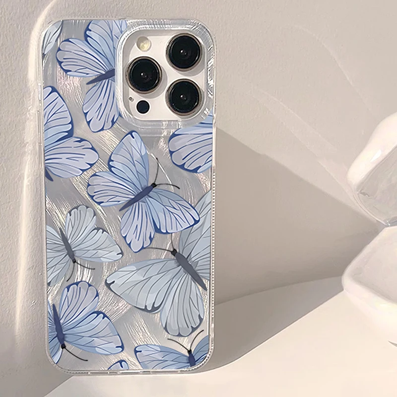 Fairycore Silk Texture Butterfly Ice Phone Case - Hard IMD PC Cover