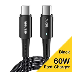 Essager High-Speed PD100W Type-C Fast Charging Cable - 1m (60W Black)