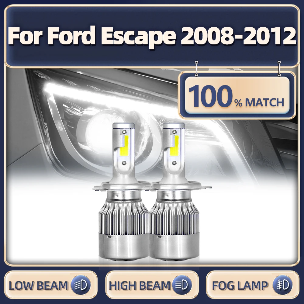 

H13 Led Headlight Bulbs 20000LM High Low Beam Car Light 12V 6000K White Turbo Lamps For Ford Escape 2008 2009 2010 2011 2012