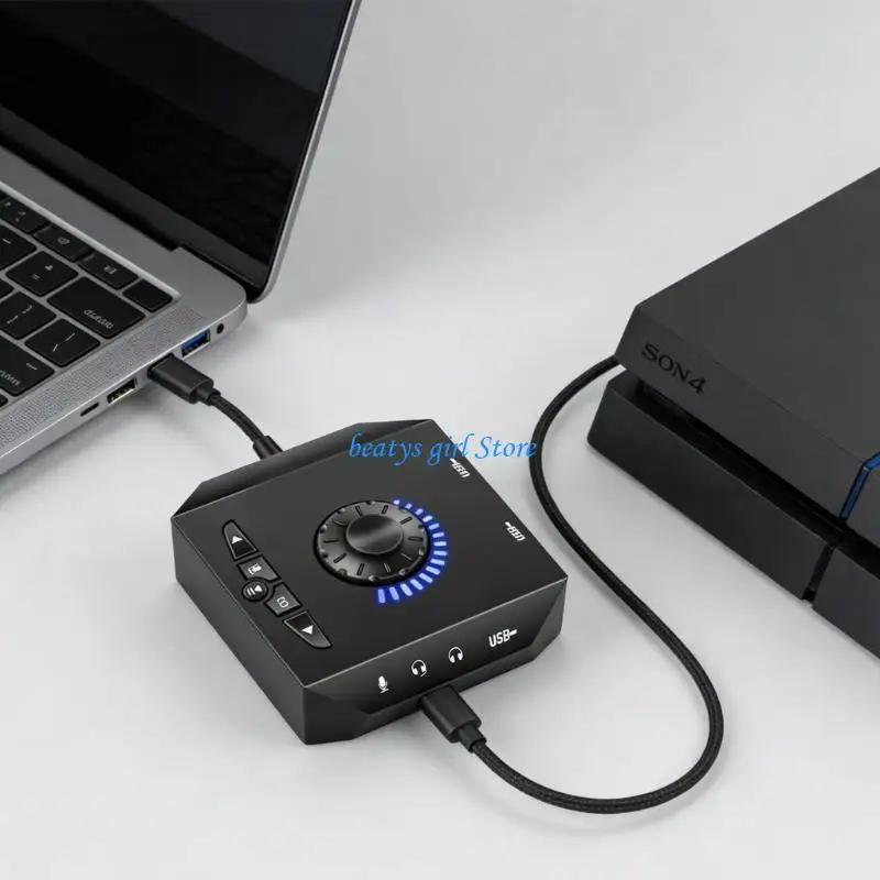 노트북용 헤드폰 마이크 잭이 있는 C7AB USB 사운드 카드 외부 사운드 어댑터