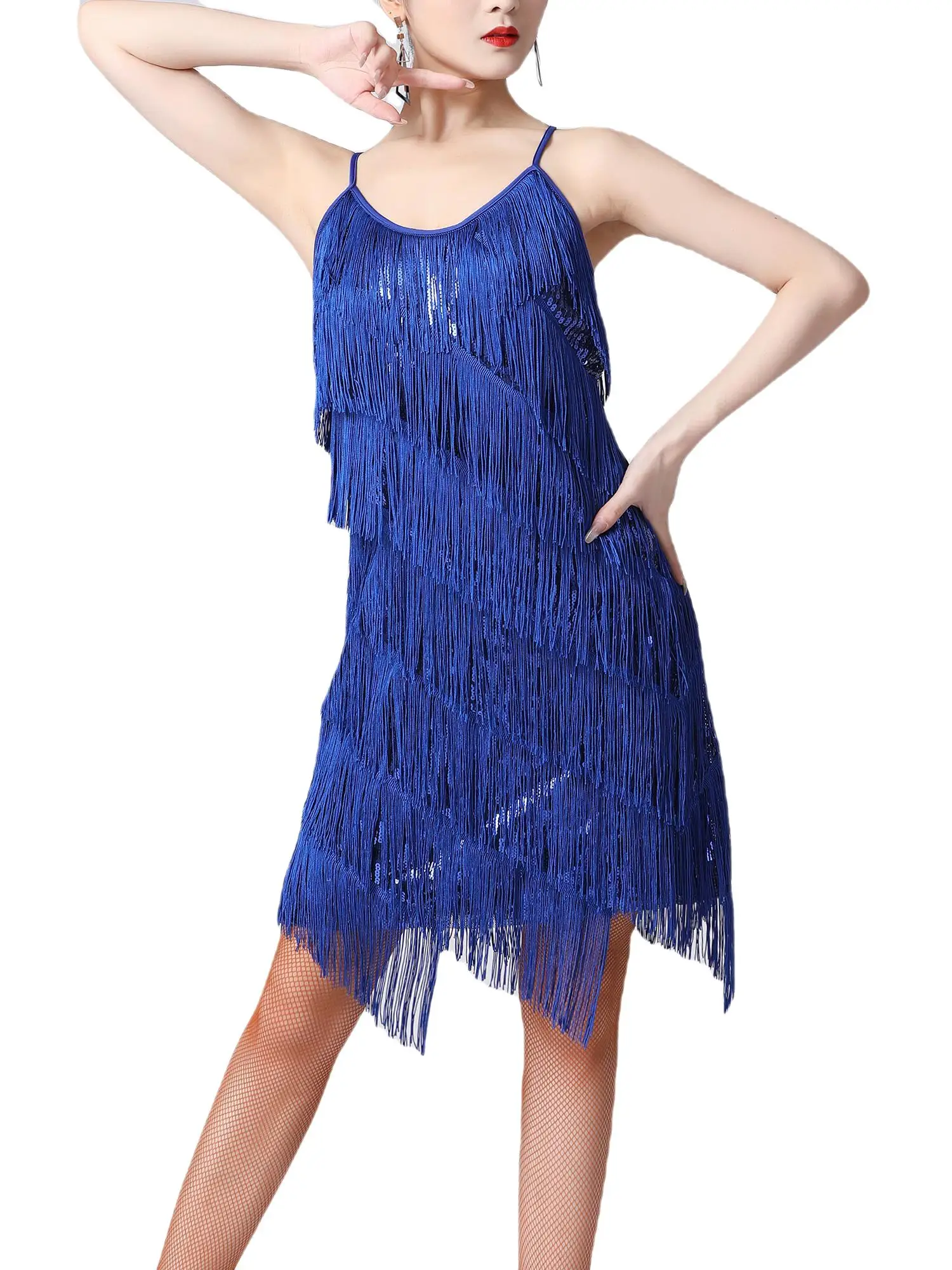 Women's Glamorous Sequined Dance Dress for Latin and Ballroom Styles