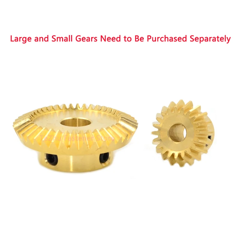 1pc 1:2 Brass Bevel Gear 1M 15 20 30 40 Teeth 90 Degrees Meshing Angle Gears Bore 4/5/6/8/10/12/14/15mm