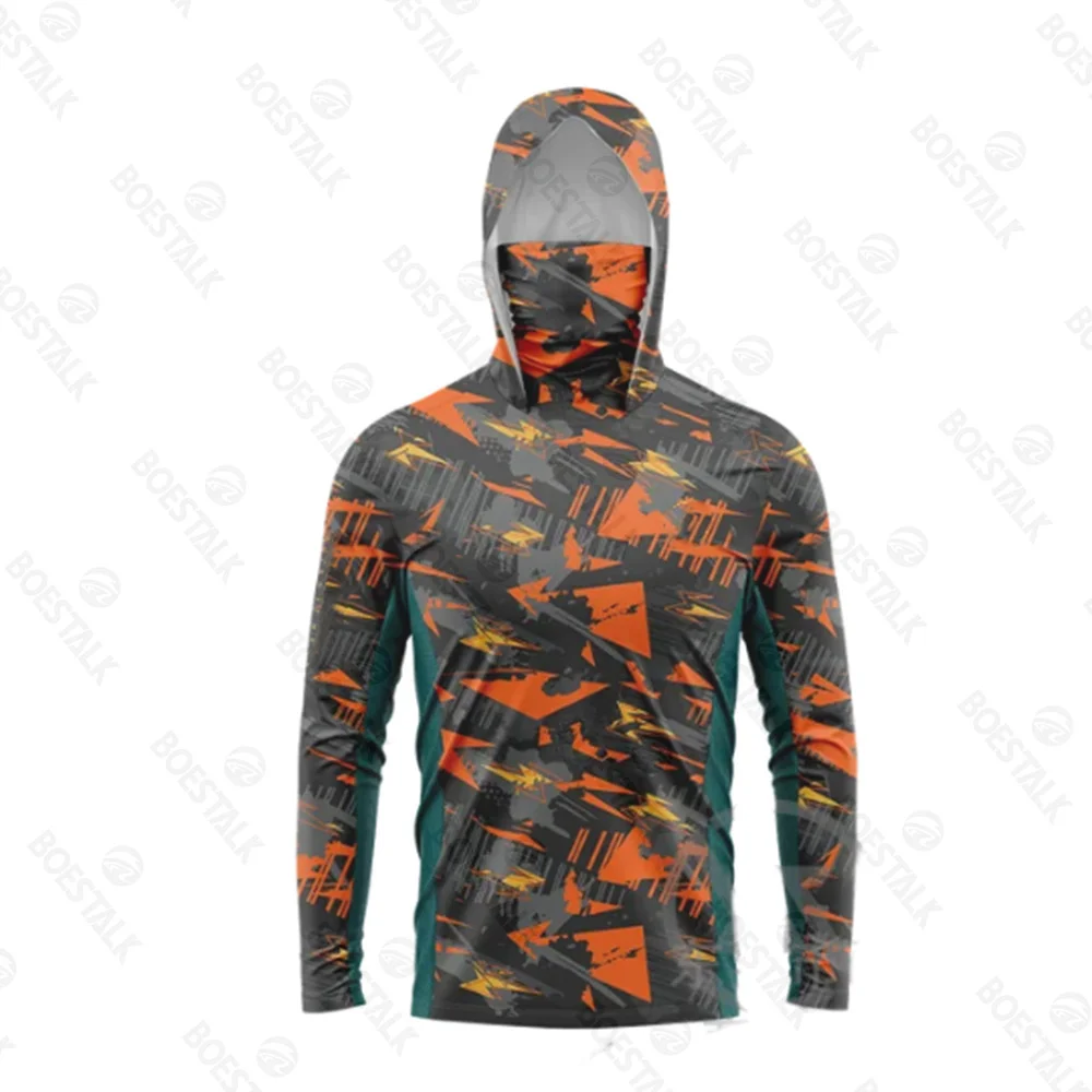 Fishing Shirts Ocean fishing shirt summer sunscreen fishing suit long sleeve UV mask hooded suit Upf 50+