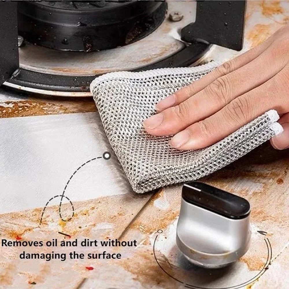 Multifunctional non-scratch wire dishcloth multipurpose dishwashing rags cleaning cloth magic dish towel, microfiber towel, kitchen towel, cleaning cloth, microfiber wash towel, microfiber dish cloths, dish cleaning cloth, dish cloth