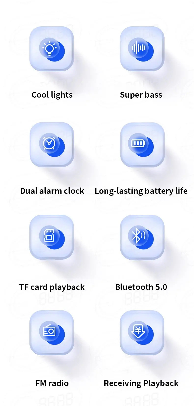 Wireless Bluetooth Speaker With Mirror Led Digital Alarm Clock_voghion.com