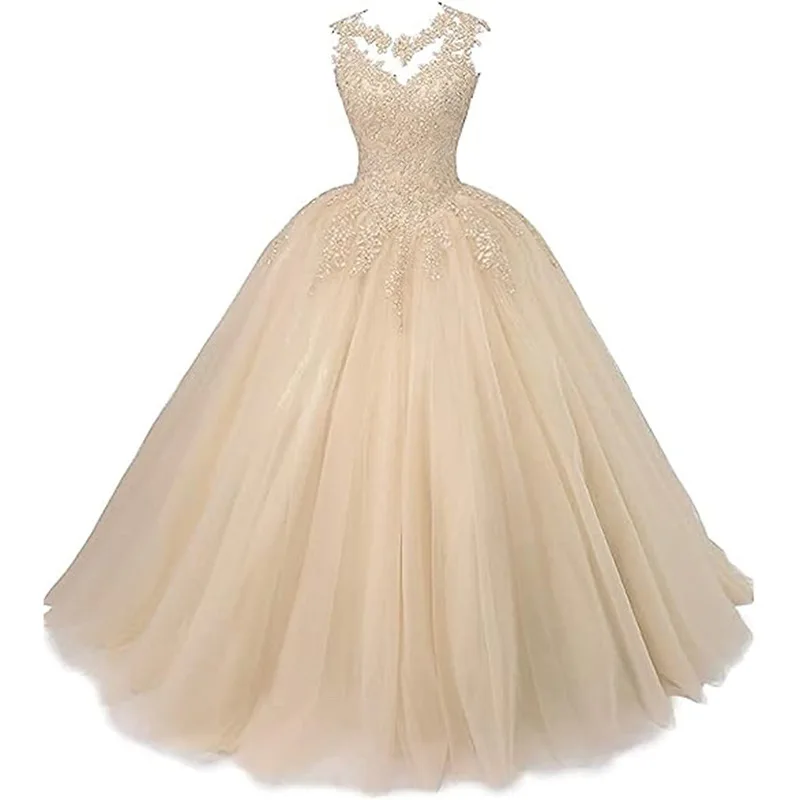 Quinceanera Dresses Sheer Neck Ball Gown Vintage Lace Formal Princess Birthday Party Customized