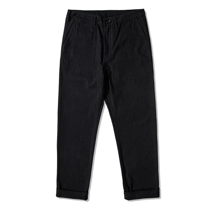 

Red Tornado Black Cotton Chino Herringbone Twill Men's Tapered Casual Pants