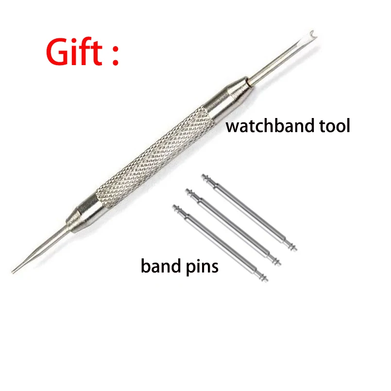 Elegant Solid Stainless Steel Watch Band - Curved End Matte Metal Strap in Silver & Black