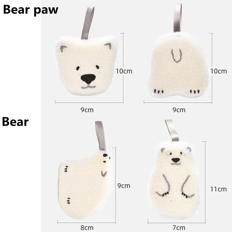 2 Pcs/set Bear Sponge for Kitchen Convenience Remove Stains Wash Cups Cleaning Sponges Home Dishwashing Scouring Pad Supplies
