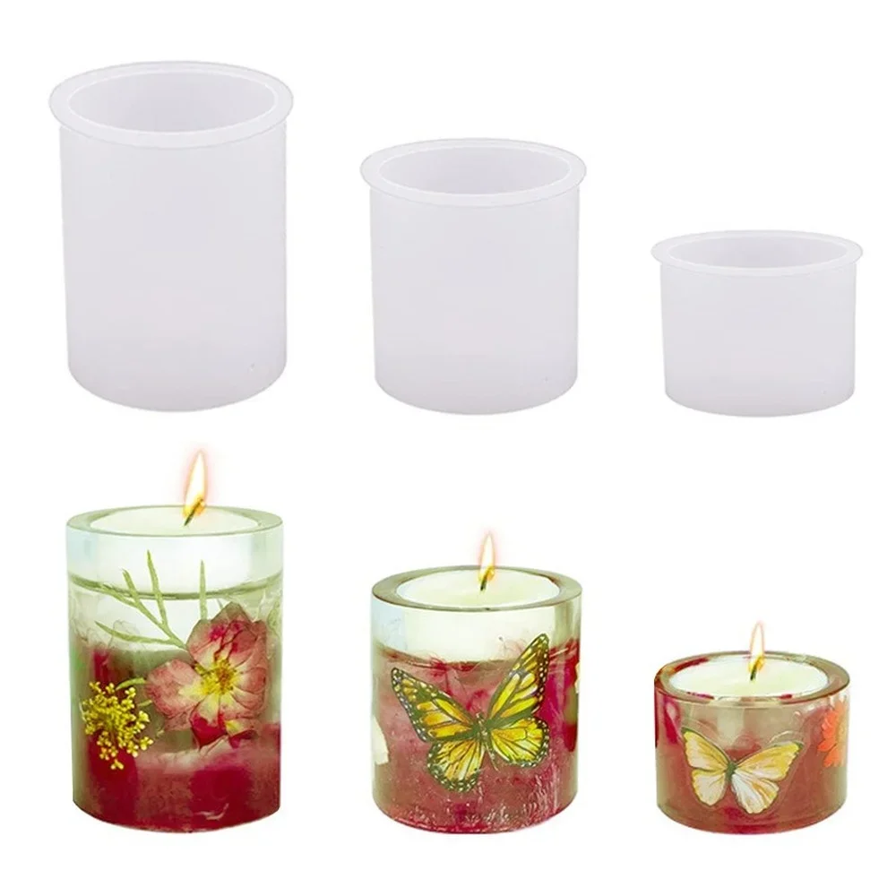 Tea light Candle Holder Resin Mold DIY Cylindrical Candlestick Clay Epoxy Casting Silicone Molds Wedding Party Home Decoration