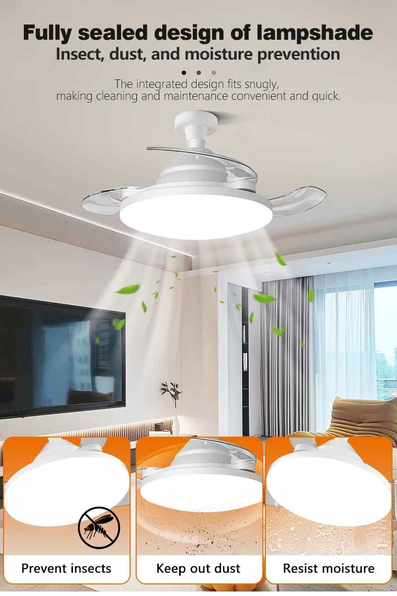 Invisible Ceiling Fan With Led Light Dimmable And Timer Function_voghion.com