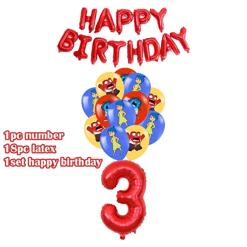 thumbnail image 1 of Disney Inside Out 2 - Juego de decoración para fiesta de cumpleaños, platos, vasos, servilletas, vasos, globos, suministros, kit de regalo, 1 of 5
