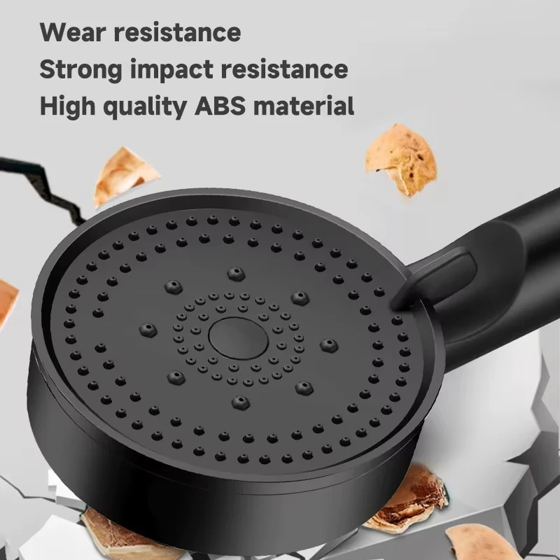 Black Booster Shower Head Adjustable High Pressure Water Massage Shower Head Home Handheld Sprayer Bathroom Supplies 5 Modes 4