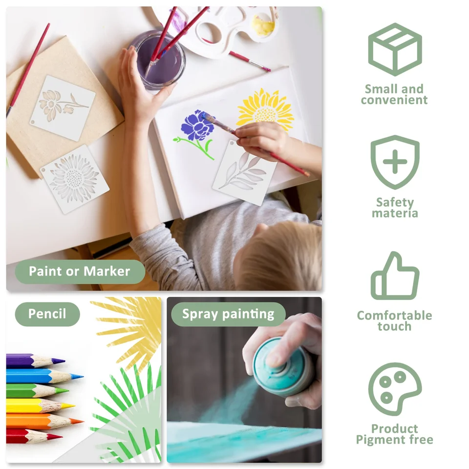 60 Stencil Riutilizzabili Per Pittura - Uccelli, Fiori, Farfalle Per Decorazioni DIY - Foto 13