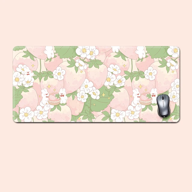 Floral Large Mousepad Kawaii Pink Desk Pad XXL Extra Big Anime Computer Desk Mat Cute Office