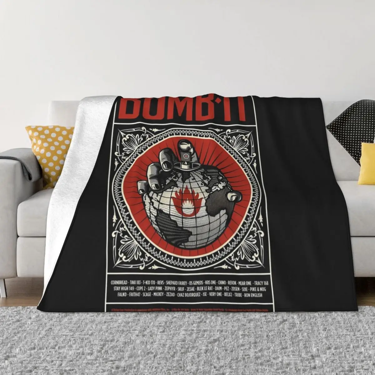 

Shepard Fairey BOMB.IT Throw Blanket Travel Soft Plush Plaid Hairys Blankets