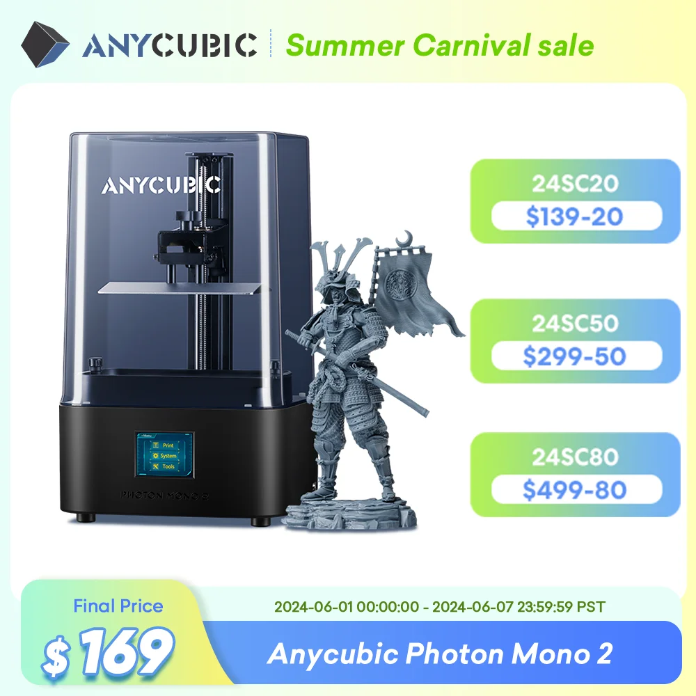 ANYCUBIC Photon Mono 2 4K+ 6.6 Inch SLA LCD 3D Printer High Speed UV Resin 3D Printer Printing Size 165*143*89mm