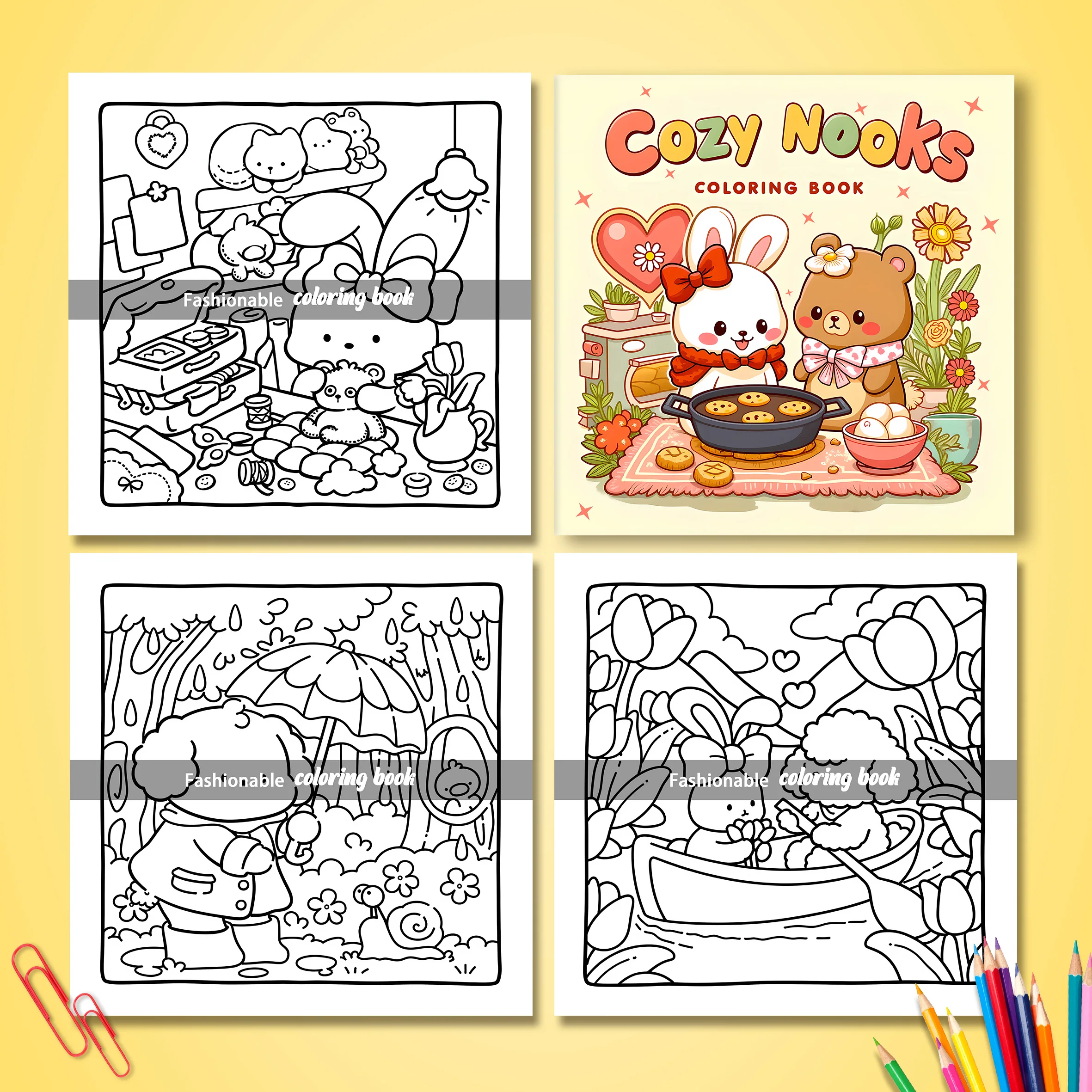 COZY NOOKS: Coloring Book for Adults Featuring Cute Cozy Daily Activities for Relaxation (Cozy Spaces Coloring) 4