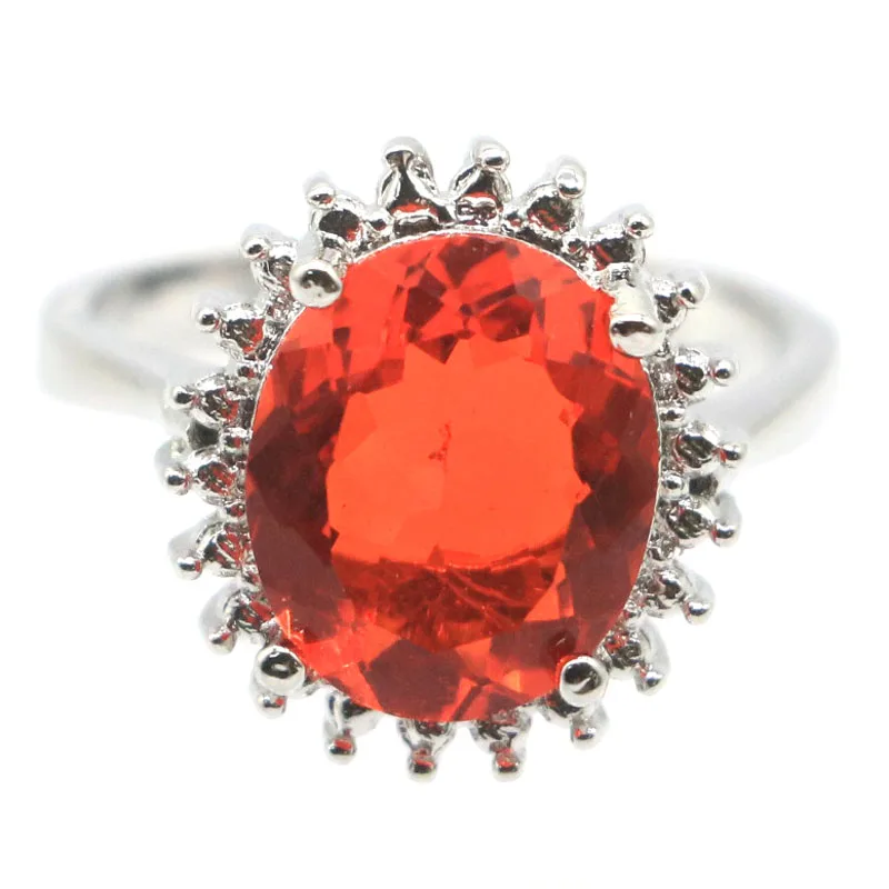 

925 SOLID STERLING SILVER Ring Fantastic Orange Spessartine Garnet Blue Violet Tanzanite White CZ Females Daily Wear
