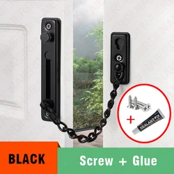 NAIERDI Stainless Steel Anti-Theft Door Chain Lock - Enhanced Security and Safety Latch (Black-Glue)