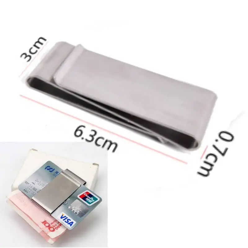 Money Clip Wallet Metal Credit Card Money Holder Steel Clip Clamp Silver Stainless Steel Slim Double Sided 1PCS