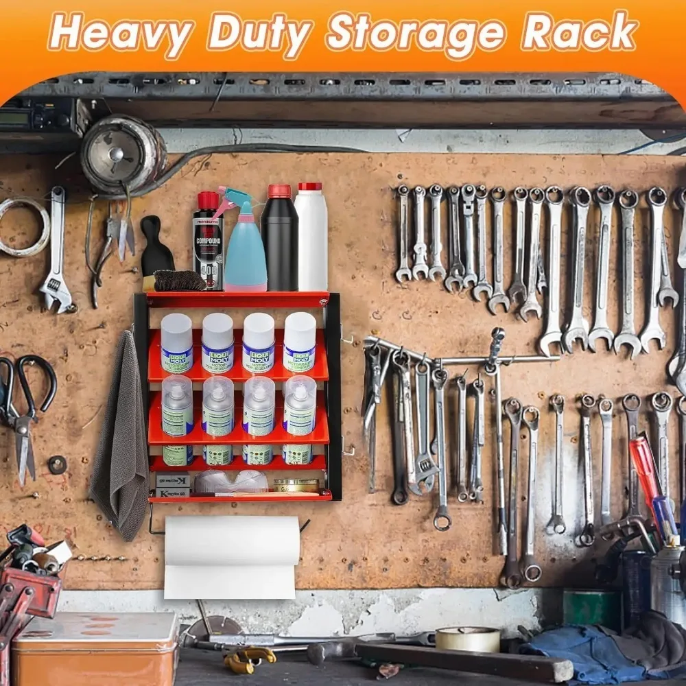 Spray Can Holder Wall Mounted Multilayer Spray Bottle Storage Rack Hangable Paper Towel Utility Tool Cabinet Garage Workshop tool organizer