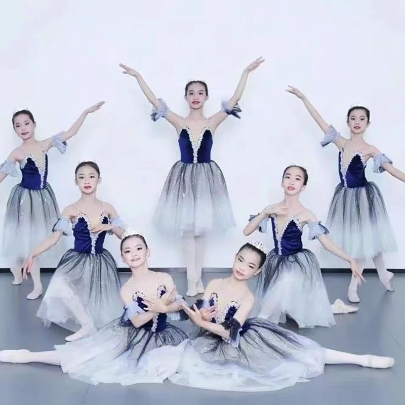 Schwanensee-Ballettkostüm Ballerina-Ballettkleid Mädchen-Aufführungskleidung Samt-Oberteil Erwachsene Kinder Langes Professionelles Ballett-Tutu – Detail 6