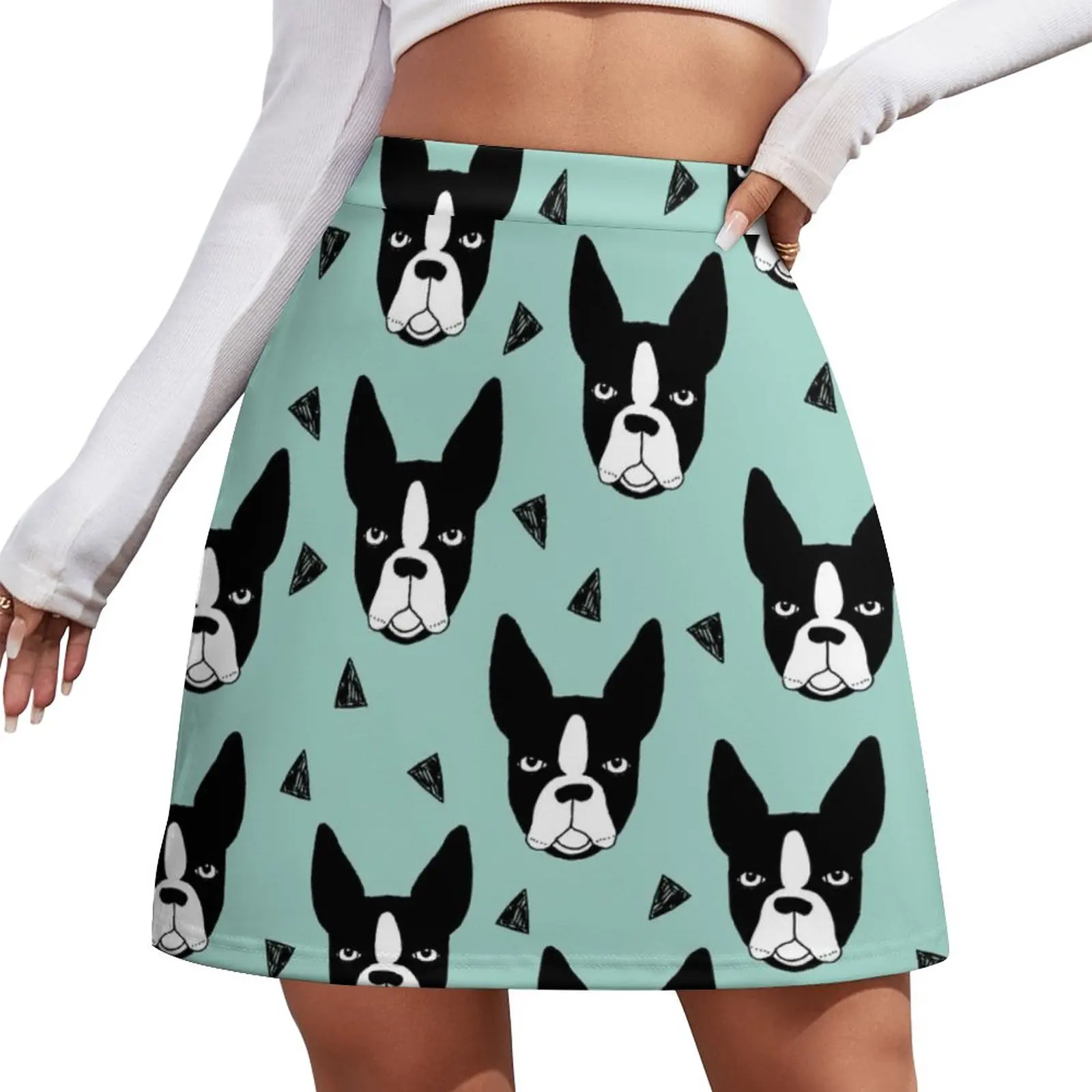 

Женская мини-юбка Boston Terrier, летняя дизайнерская юбка в Корейском стиле