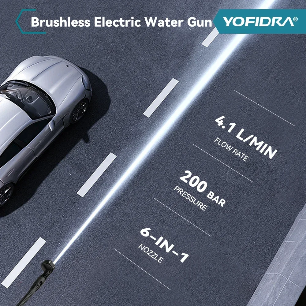 3500W 200Bar Brushless High Pressure Car Wash Washer Gun 6 IN 1 Cordless Foam Generator Cleaning Machine For Makita 18V Battery 5