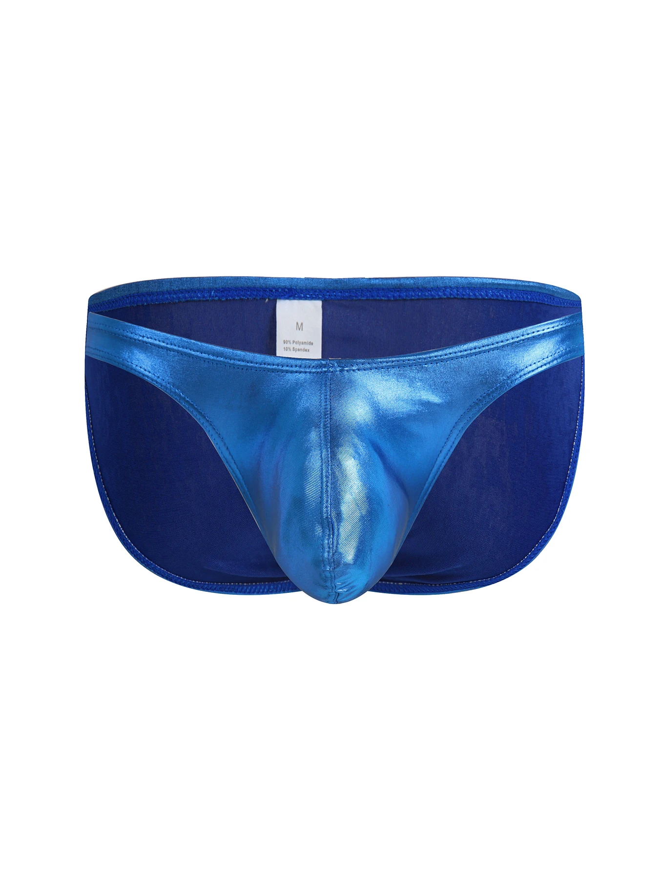 Men's Sexy Faux Leather Low Waist Boxer Briefs with U Convex Pouch