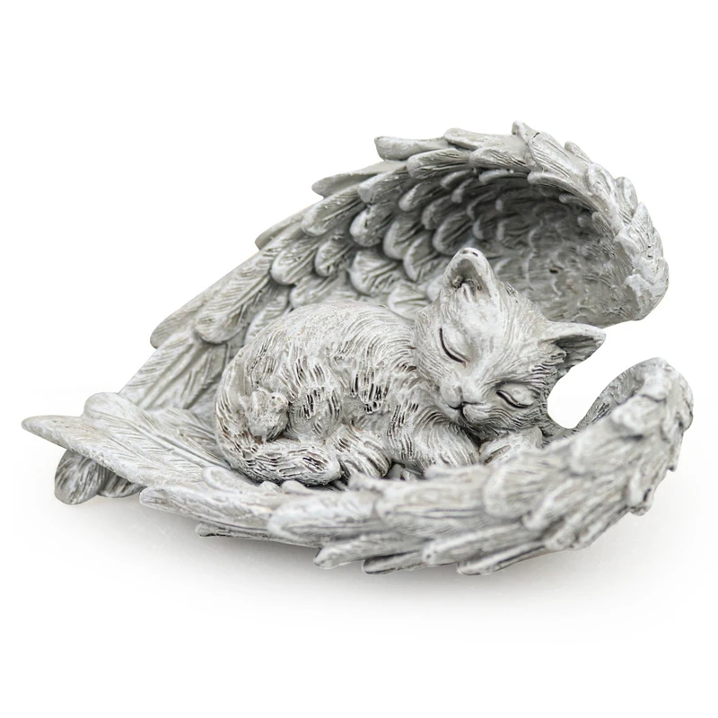 

Angel Dog Cat Decor Statue Statues Pet Memorial Statue Outdoor Garden Home Ornament Sleeping Angel Wing Sculpture