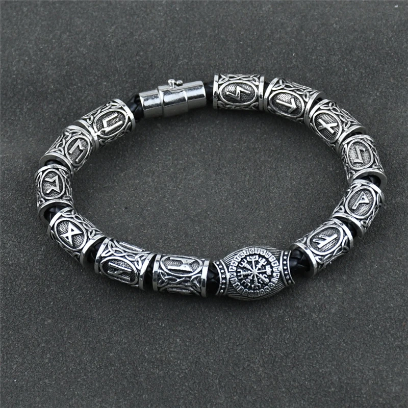 3pcs/11pcs/13Pcs/15pcs Norse Runes Vikingo Beads Vegvisir Compass Amulet Bangle Bracelet Slavic Accessorier