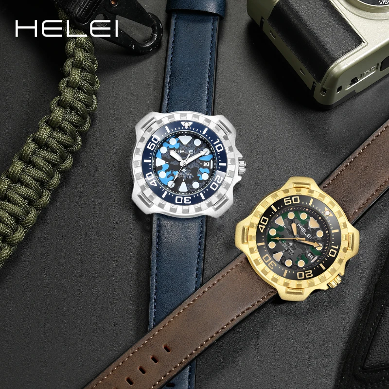 HELEI new vintage light luxury KHAKI FIELD field series multi-function quartz movement 2024 men's quartz watch men's watches