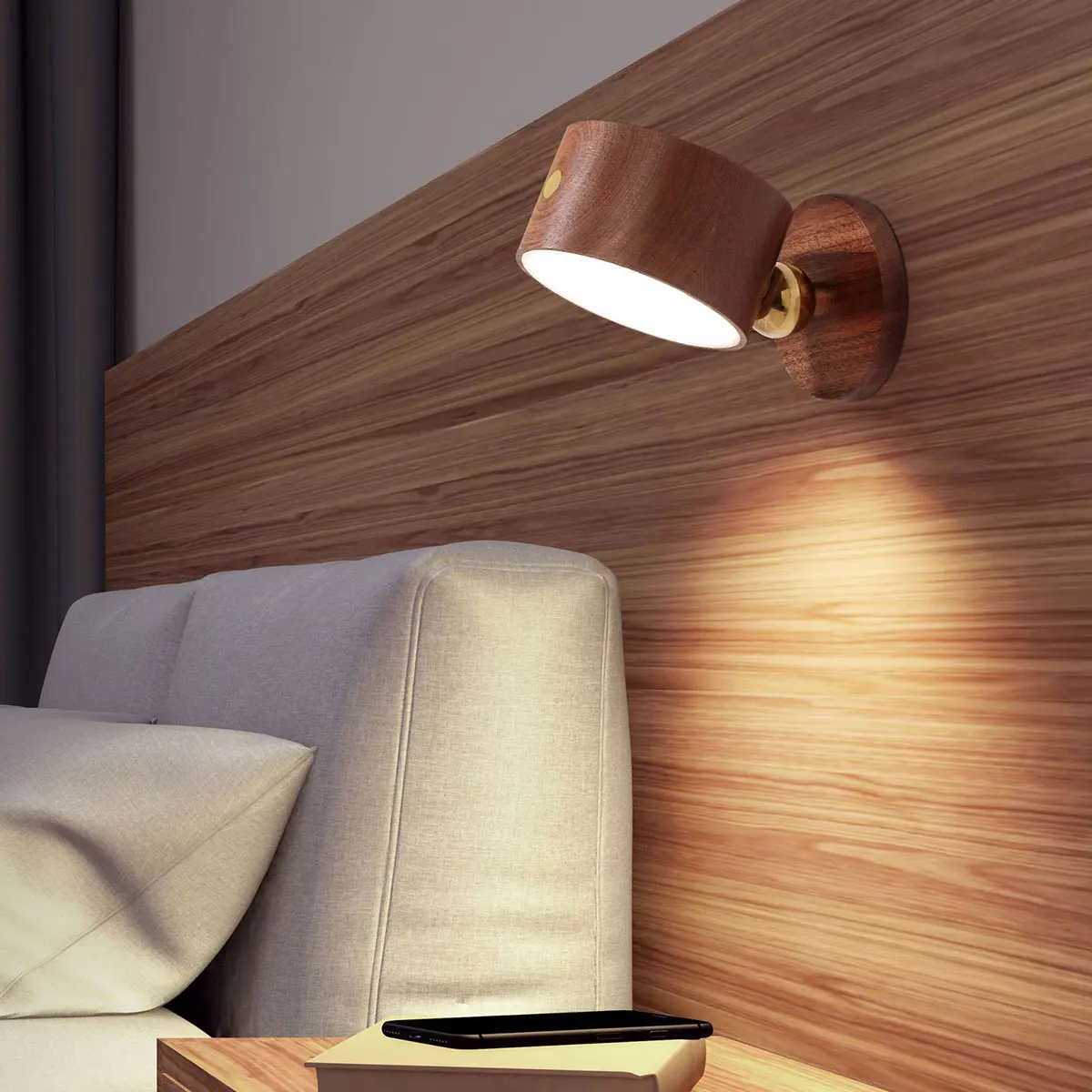 V2com USB Wooden Wall lamp Desk Lamp Touch Dimming LED Night Light 360° Rotating Eye Protection Atmosphere Magnetic Bedside Lamp uae dubai jusinhellife