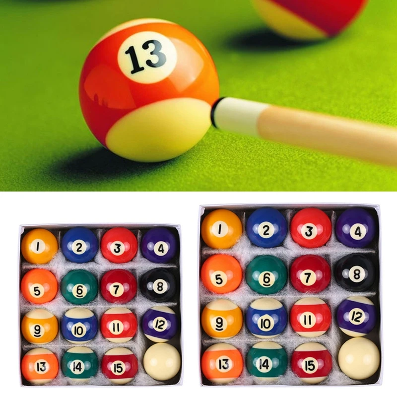 M89D 16Pcs/pack Mini Pool Ball Polyester Resin 25MM/32MM/38MM Children Billiards Table Balls Set Kid Pool Ball Set