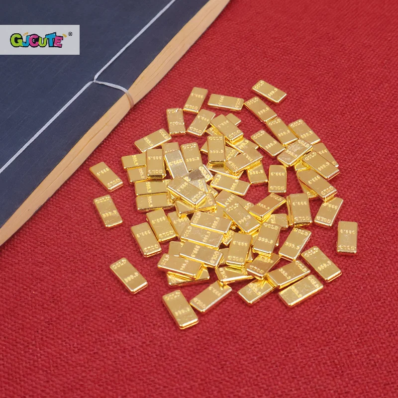 50PCS Tiny Fake Gold Bars For Miniatures - Dollhouse, Fairy Garden & Feng Shui Decor
